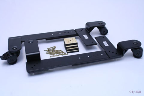 taffijn BKB Verstelbaar wielonderstel,  zwart, voor console-piano's, haaks, met kunststof wielen, hoogte 30 mm, verstelbaar tot 550 mm, met rem